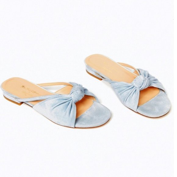 blue suede slides